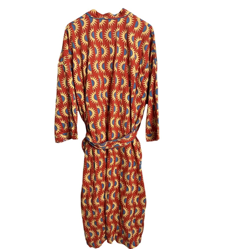 Block Shop Textiles Suns Robe in Chili size XXL/XXXL Belted Duster Hand Printed - Picture 2 of 9